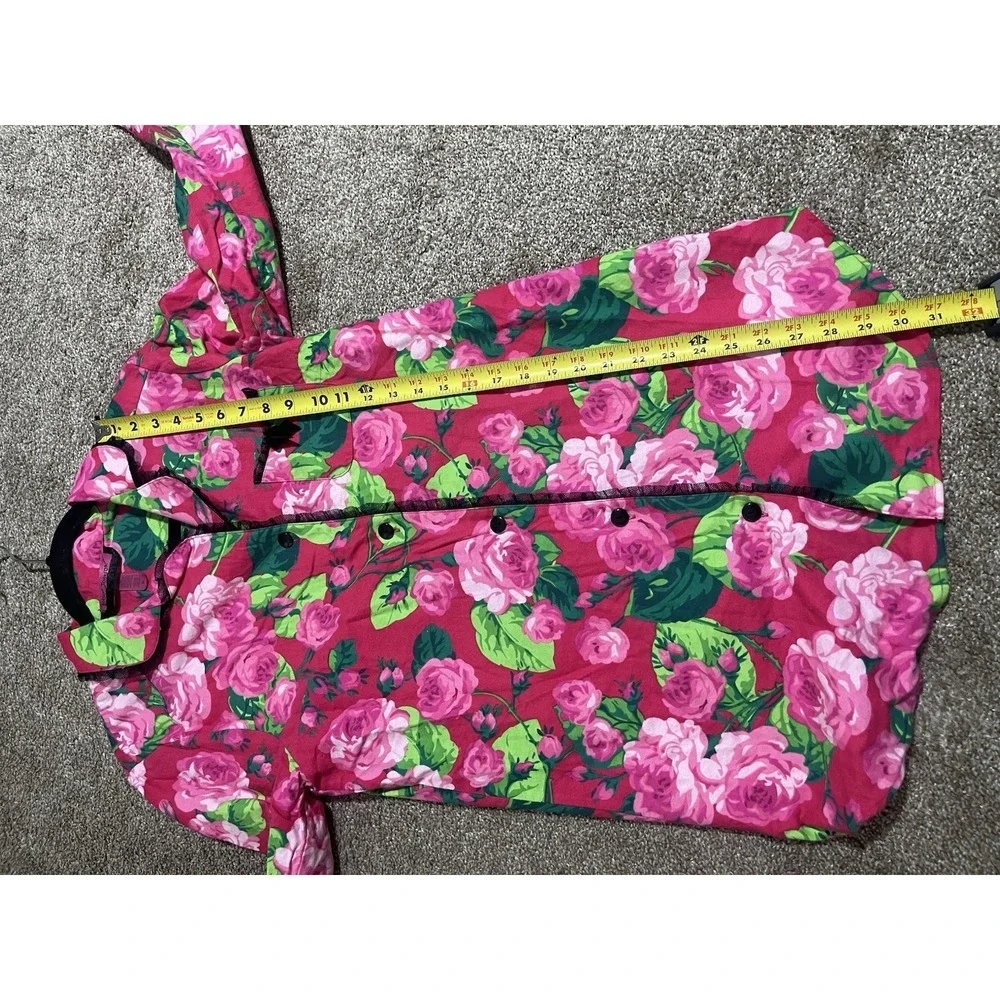 Vintage Betsey Johnson Womens M PJ  Top Rose Flannel Night Shirt Grannycore - Picture 6 of 7